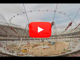 Nuevo timelapse del izado del anillo de tracción inferior y unión del anillo de tracción superior de la cubierta del estadio Wanda Metropolitano