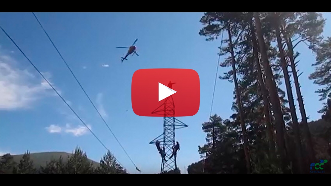 FCCCO publishes a new video on Youtube showing the replacement of an electricity pylon in the mountains of Madrid