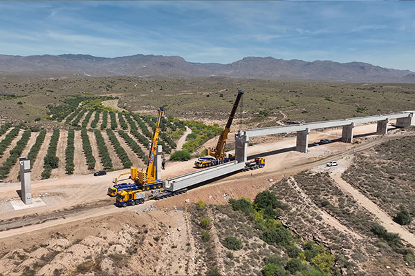 Convensa begins the placement of beams for the deck of the viaduct on the "rambla del Maltés" (Murcia-Almeria)